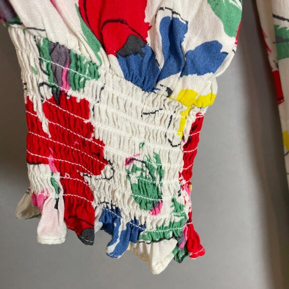 RIXO‎ Target Collab Dress Floral Mock Neck Cascade Ruffle White Colorful Size 8 - Picture 15 of 16